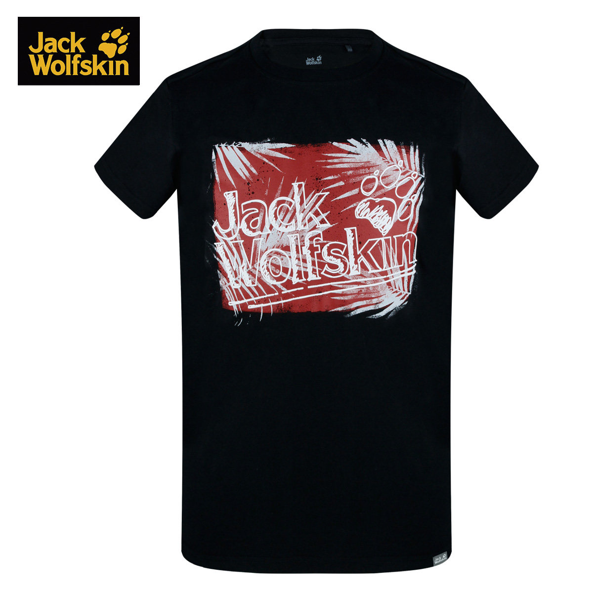 jackwolfskin狼爪短袖男款夏季户外拼图图案版画logo户外休闲衣