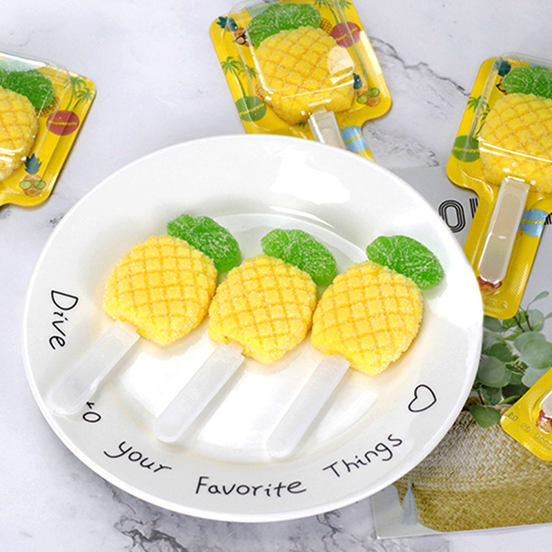 创意棒棒糖菠萝软糖21g48支果汁水果糖网红儿童糖果