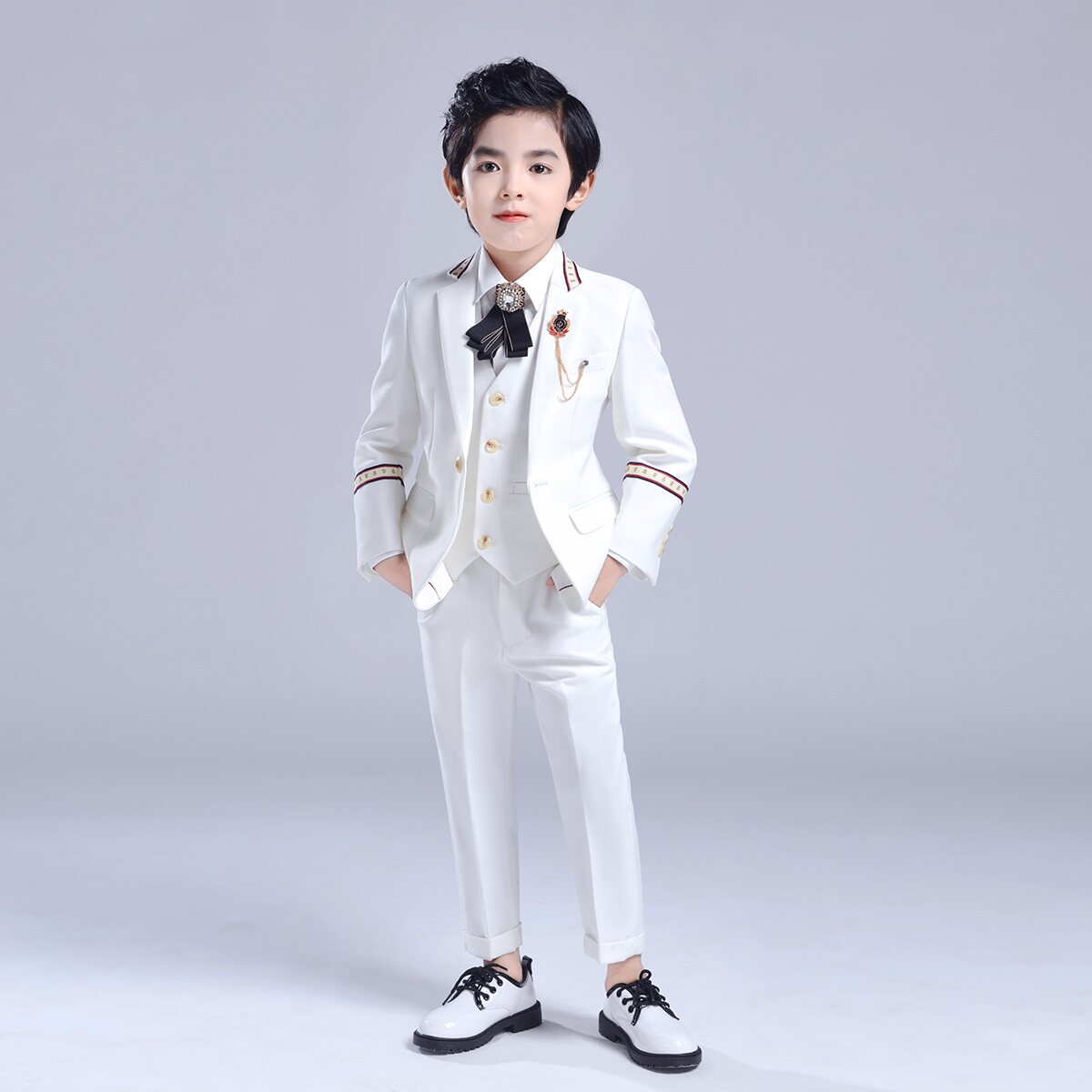 inmyopinion2019新款白色海军风西装儿童花童礼服男童西服
