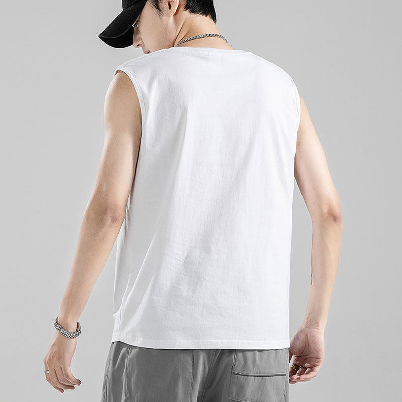 纯棉背心男士坎肩基础款纯色打底白色圆领青年无袖t恤潮健身篮球