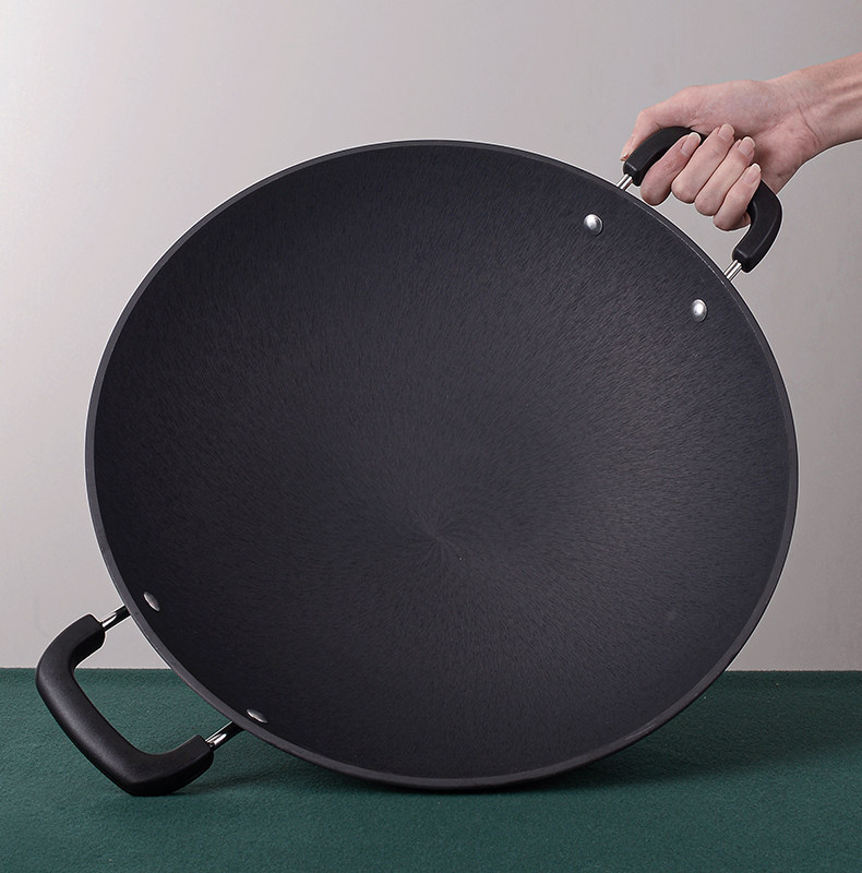 铁锅生铁家用炒锅涂层圆底锅加厚铸铁传统老式炒锅