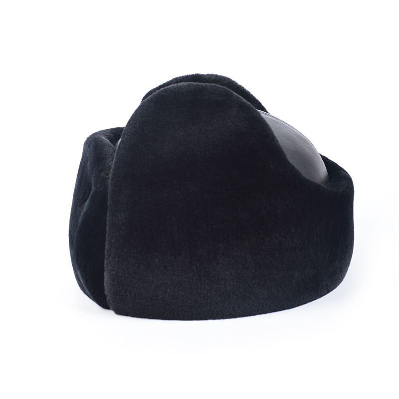 真皮雷锋帽男冬天保暖加厚东北爷爷牛皮护耳老人帽子中老年皮帽