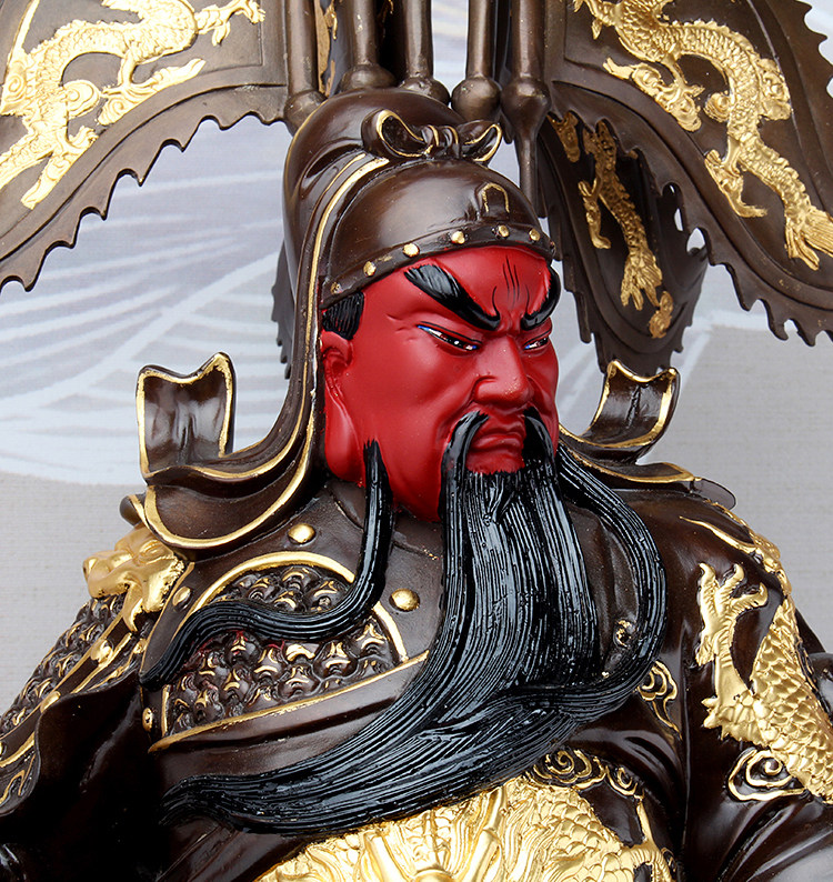 纯铜九龙关公佛像家用关帝圣君关羽二爷神像摆件