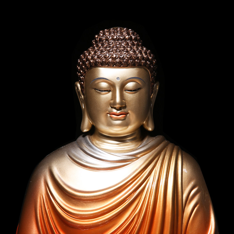 纯铜彩绘释迦牟尼佛像如来如来佛佛祖阿弥陀佛三宝释迦摆件