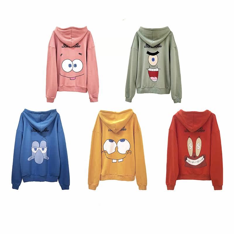 terroratempt糖果5色卡通海绵表情帽衫男女街头卫衣