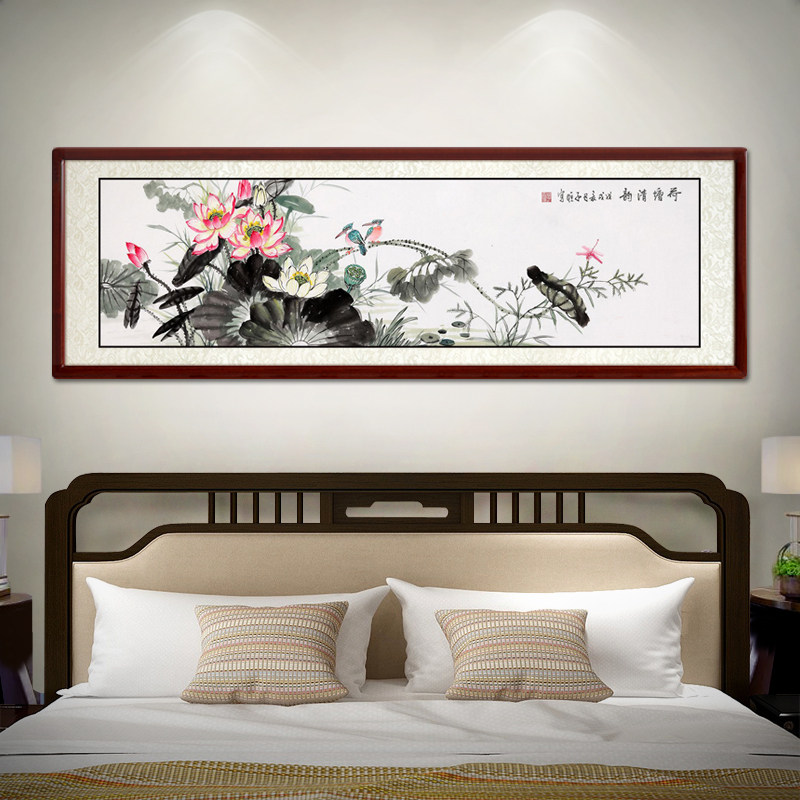 手绘真迹国画花鸟画卧室床头挂画客厅装饰画横幅国画