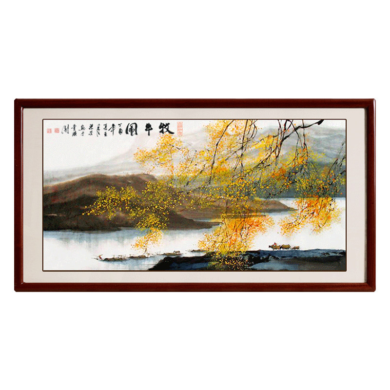 尚得堂纯手绘国画山水画客厅横幅水墨画江南水乡风水靠山真迹定制