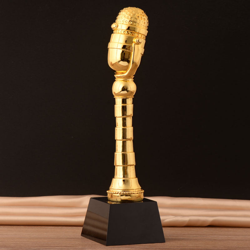 金属麦克风奖杯 金属话筒奖杯 歌唱比赛奖杯 优秀主持人音乐奖杯