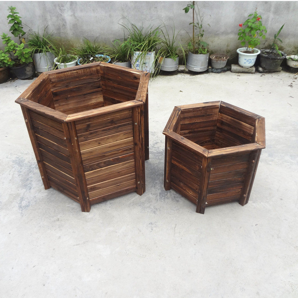 花盆防腐实木木质古典创意户外绿化花桶盆景花盆