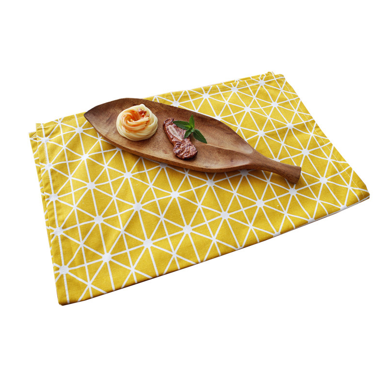 北欧格子餐垫布艺牛排西餐餐巾棉麻餐布盘垫餐垫