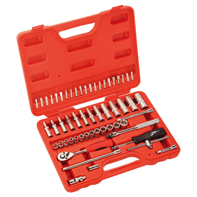 捷科套装车载扳手快速棘轮汽车修理56件套筒公制旋具套筒