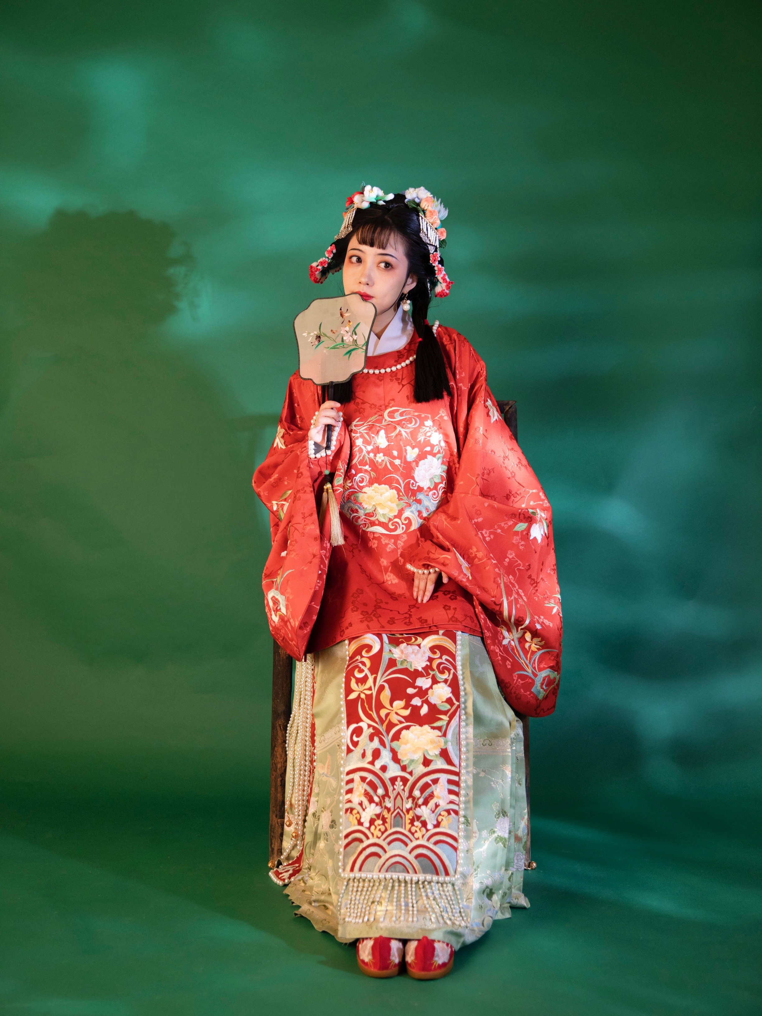 史湘云明制汉服女圆领大襟绣花补服重工刺绣秋冬华裳九州款中国风