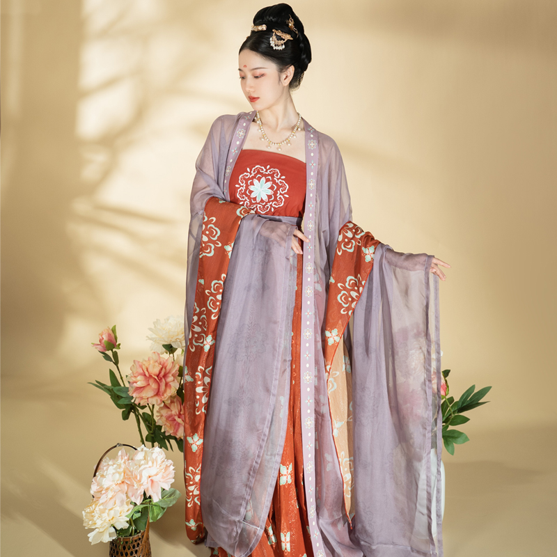 琵琶茗月萱唐制汉服女原创唐风刺绣诃子裙大汉服