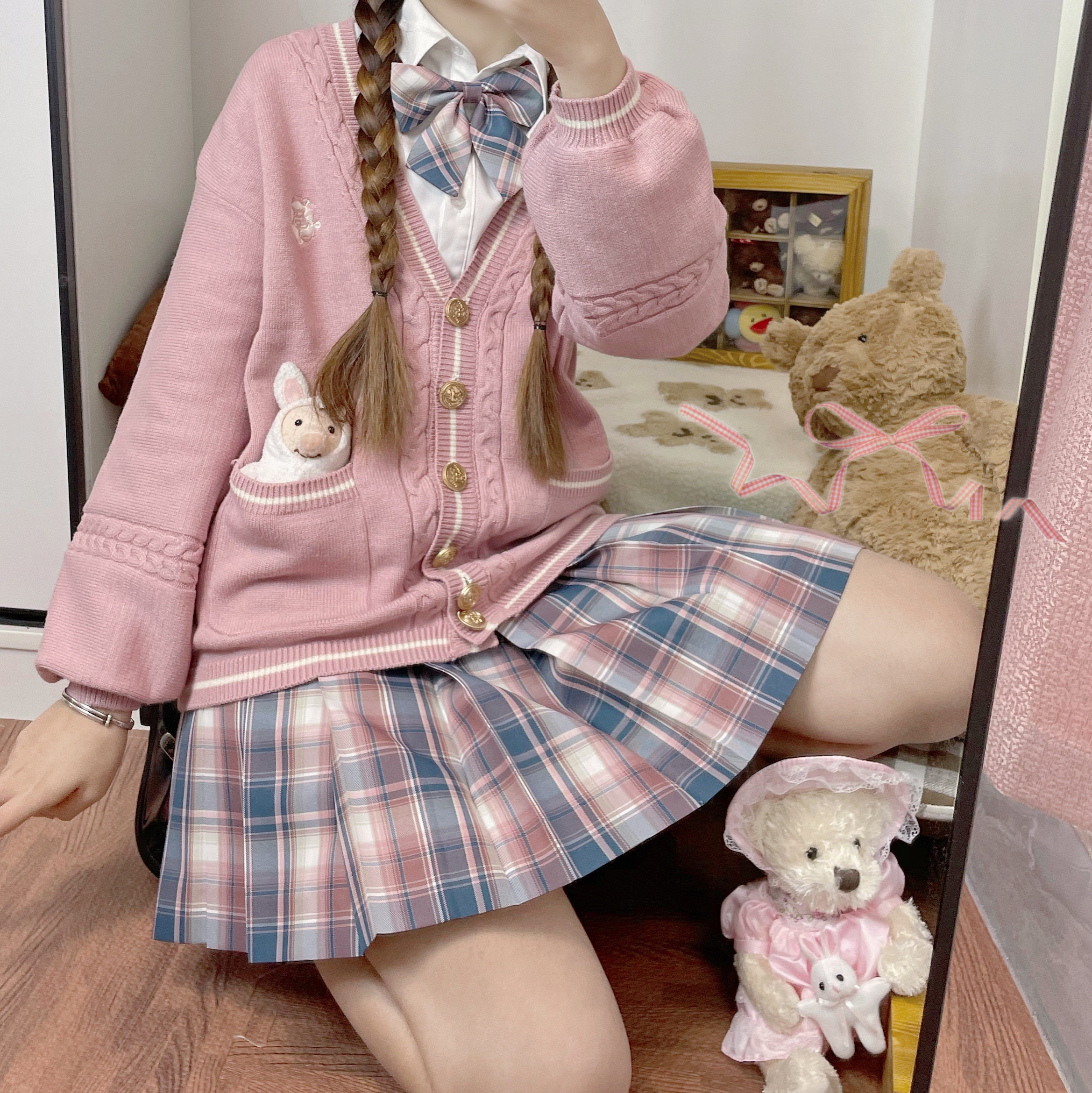 完售学院百搭格裙jk原创无补一团现货茶会学生校服