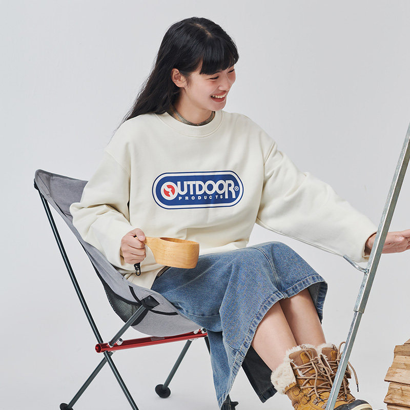 outdoor products秋冬春款情侣卫衣男女纯色休闲学生黑白上衣中性-out