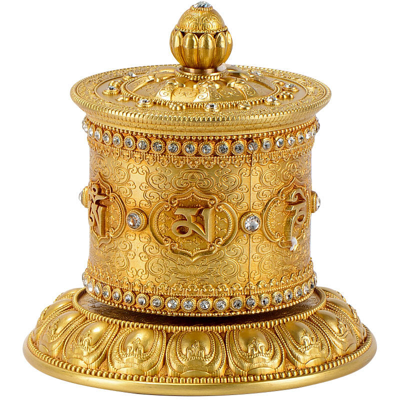 金桶汽车静音纯铜遍转15万佛前家用西藏转经筒摆件