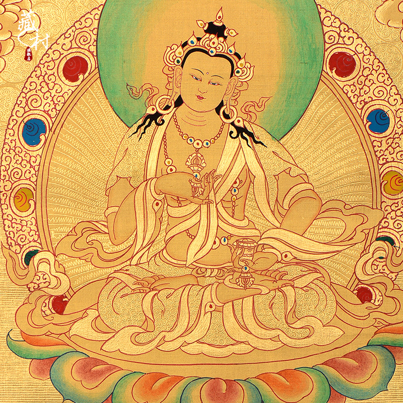 金刚藏村萨埵唐卡佛像手绘尼泊尔天然矿物金卡藏族唐卡