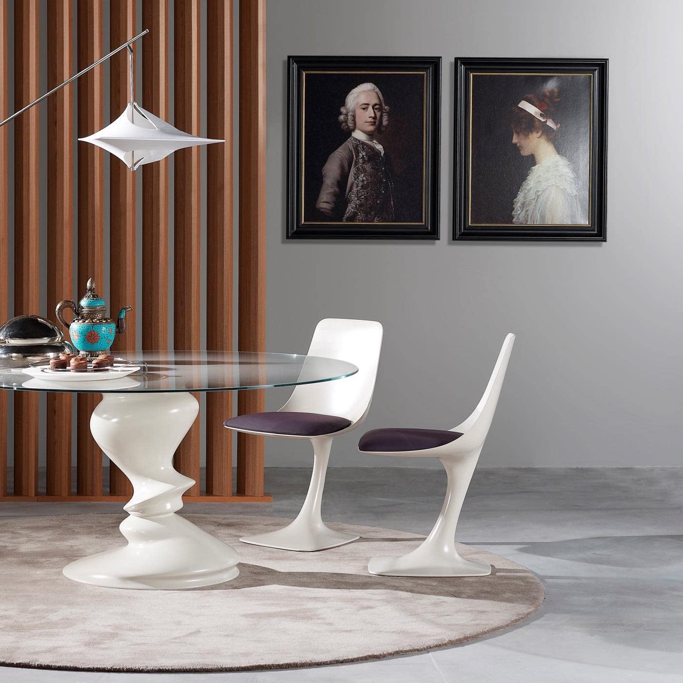 rochebobois罗奇堡奇堡现代简约家用餐椅北欧轻奢金属皮革餐椅