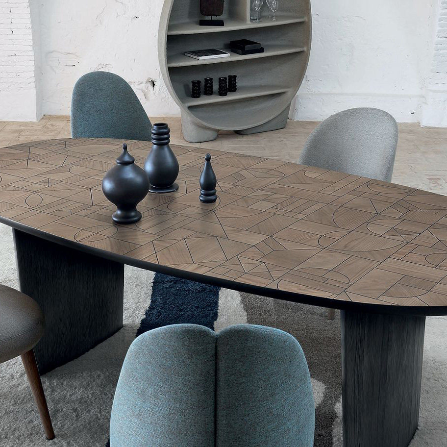 rochebobois罗奇堡奇堡家用现代简约餐桌北欧轻奢椭圆形实木实木餐桌