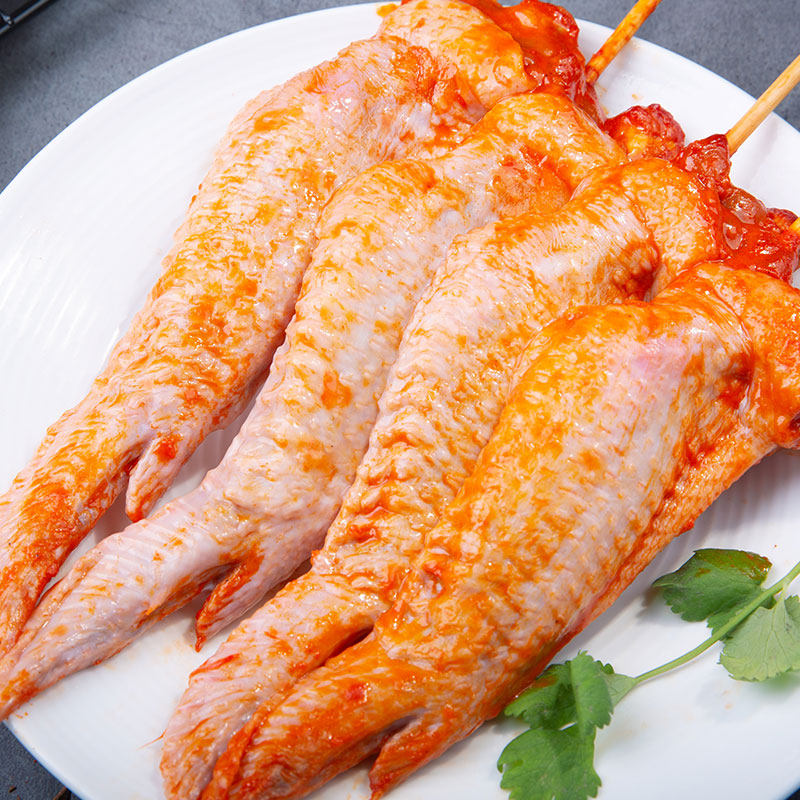 奥尔良口味鸡翅中串 14串烧烤食材 烤翅中28个冷冻半成品油炸小吃