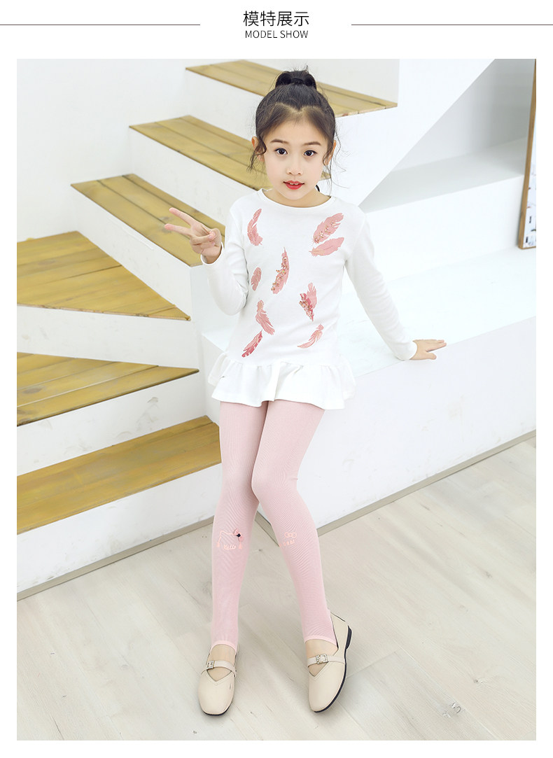 春秋薄款女童踩脚打底裤袜儿童舞蹈小中大童宝宝连裤袜4-7-9-12岁