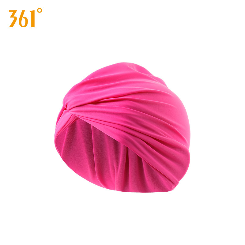 361度泳帽女不勒头长发布料游泳头套护耳时尚褶皱泳帽2019新款