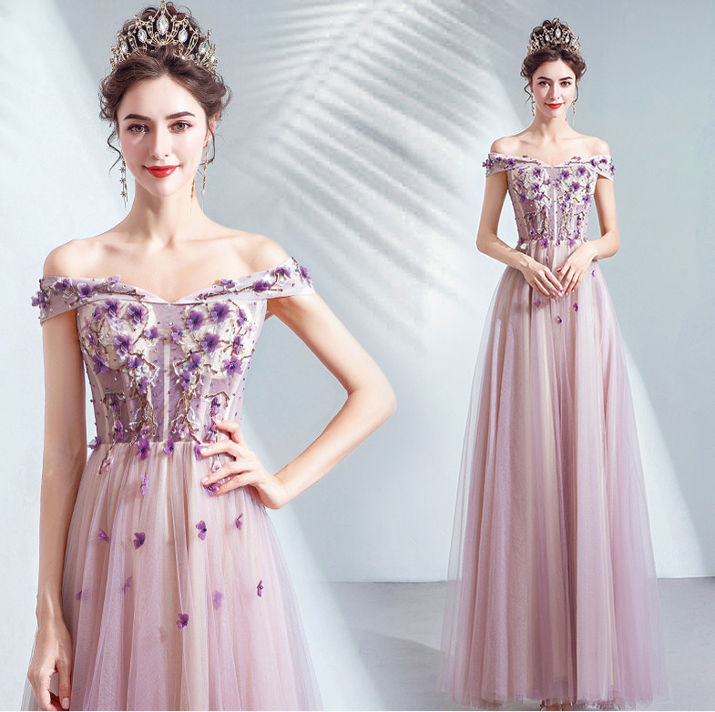 繁华靡丽仙仙紫色新娘结婚敬酒宴会婚纱晚礼服婚纱裙撑