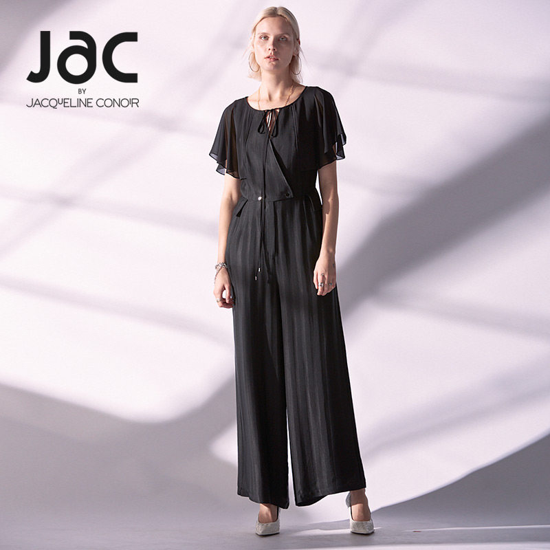 jac女装夏季新款宽松阔腿高腰显瘦荷叶连体连体衣