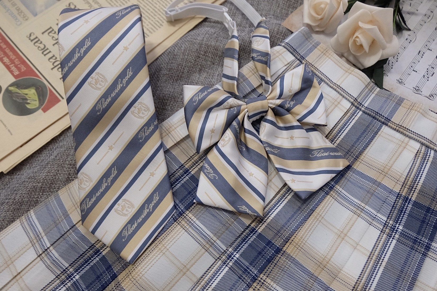 浮金搭配领结领带蓝色jk制服原创小物现货半身裙