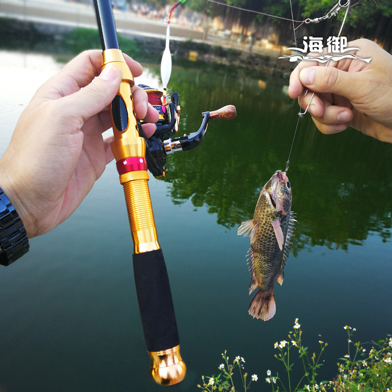 迷你钓鱼可伸缩金属便携携带线轮鱼竿碳素袖珍海钓竿