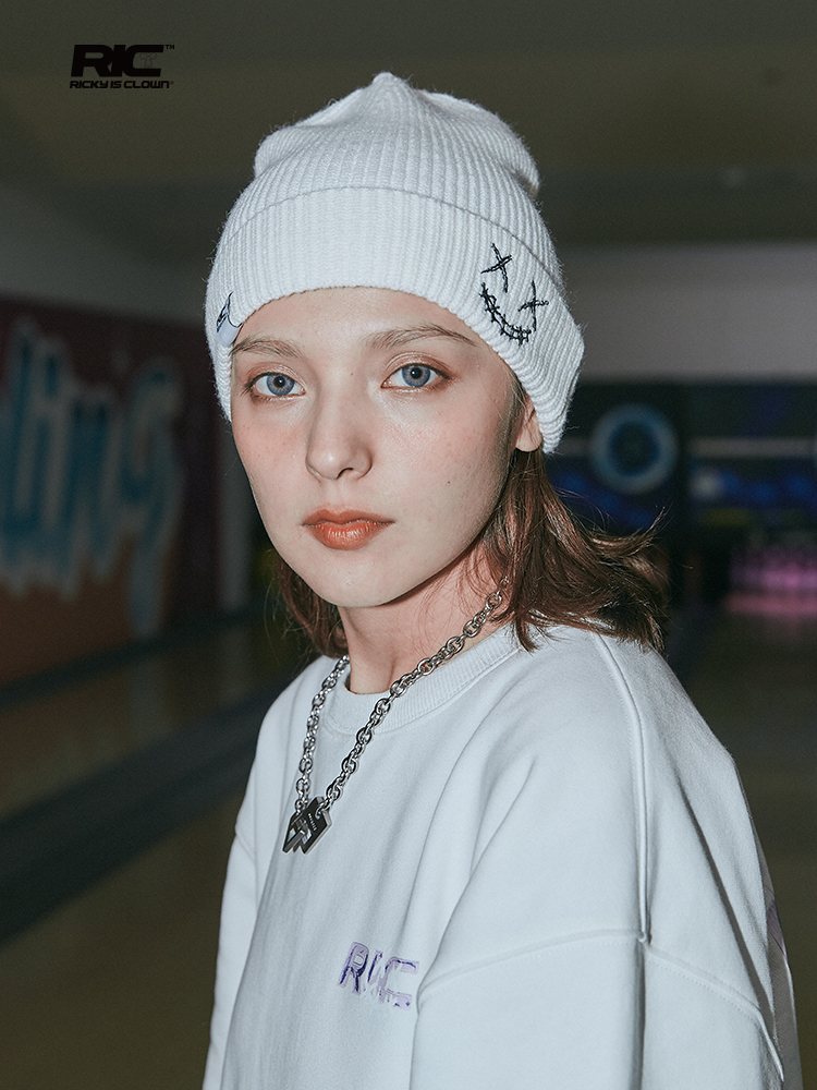 rickyisclownric小丑撕裂笑脸秋冬新款冷帽针织毛线情侣帽子