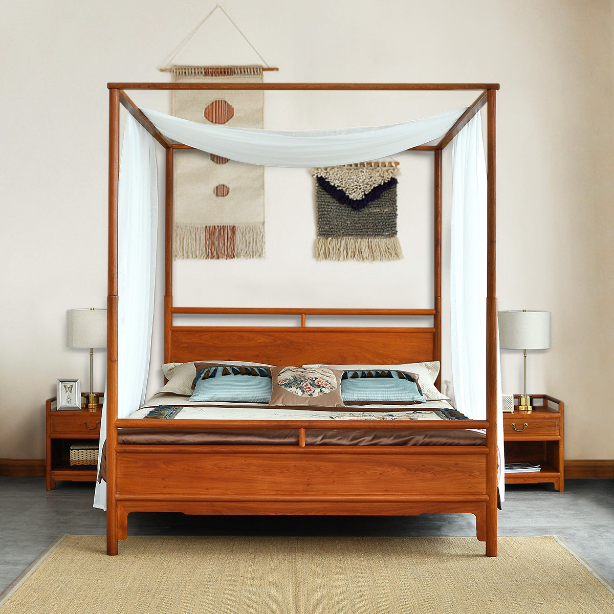 苏素私人订制缅甸花梨红木架子床新中式双人实木床