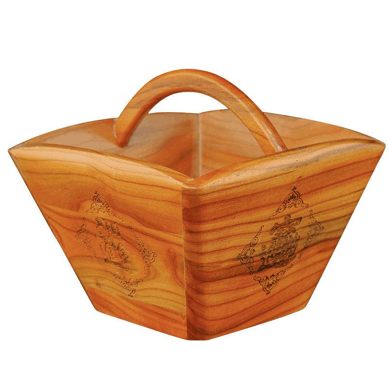 桃木米斗日进斗金摆件家用四方升斗招财老式木质摆件