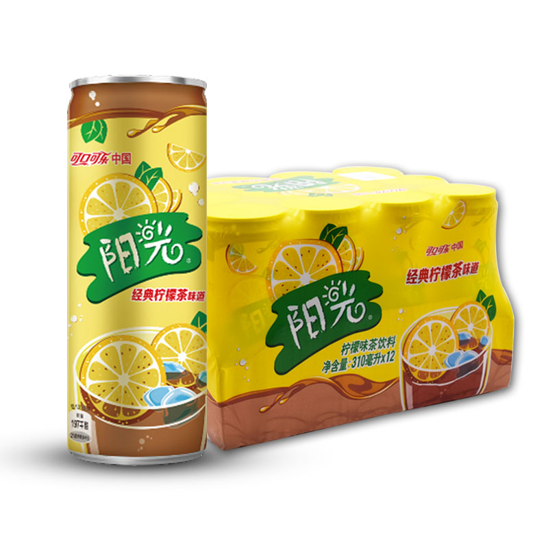 柠檬可口可乐阳光茶饮料310ml12罐冰红茶茶味果味饮料
