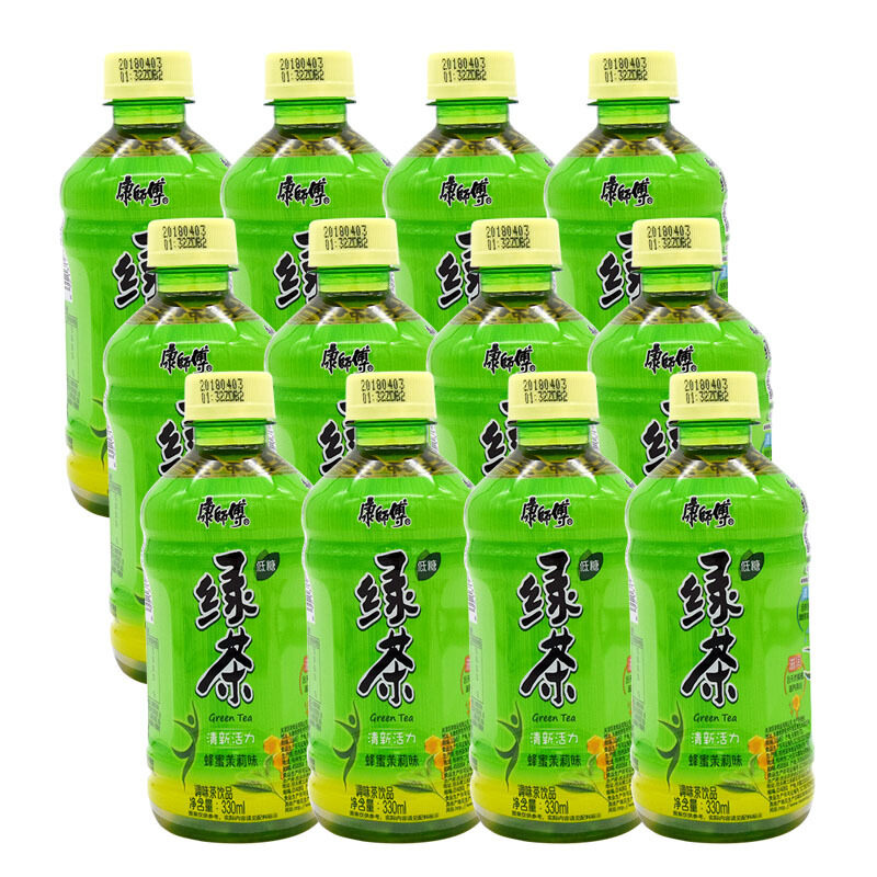 康师傅绿茶低糖蜂蜜茉莉味330ml12瓶迷你小瓶装饮料