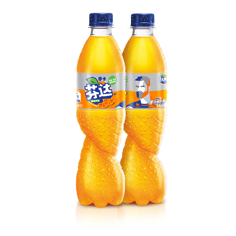 可口可乐芬达零卡橙味汽水500ml12瓶碳酸饮料无糖饮料