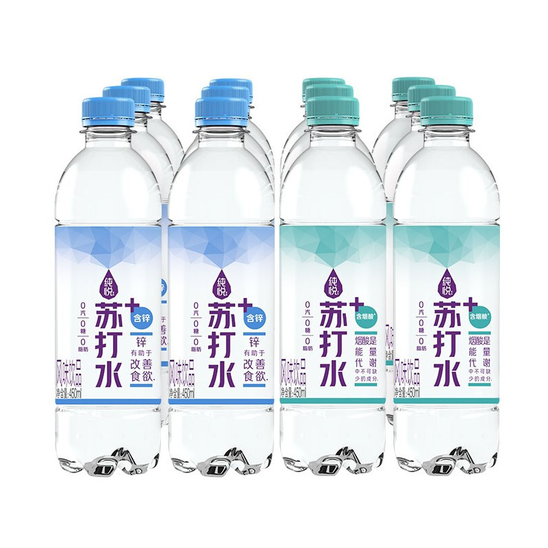 可口可乐纯悦加锌烟酸苏打水风味无糖饮品脂肪450ml饮用水