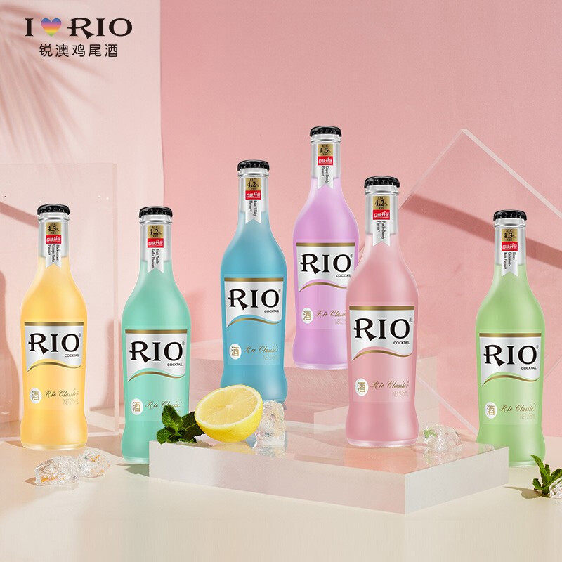 rio锐澳预调鸡尾酒洋酒绿色经典玻璃瓶275ml6瓶预调鸡尾酒