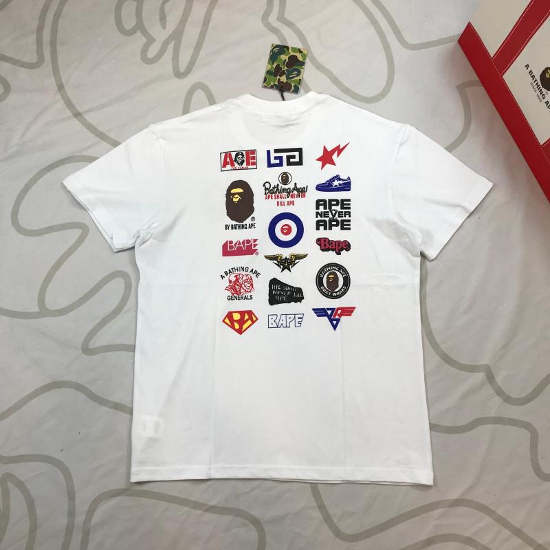 2021SSbape半袖体恤情侣男女款 猿人头全明星徽章集合纯棉宽松T恤