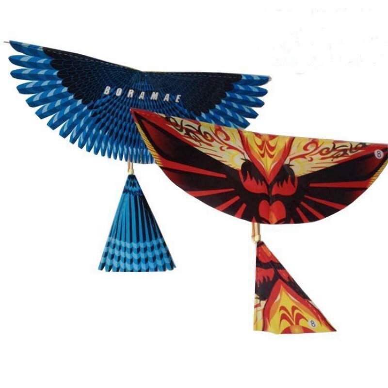 鲁班飞鸟橡皮筋动力大号会飞竹木鸟儿童户外玩具飞机模型