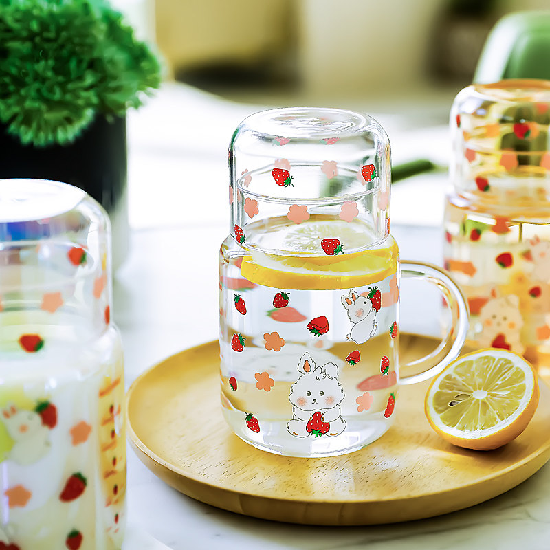 透明玻璃杯女生高颜值可爱水杯办公室茶杯2022新款玻璃杯