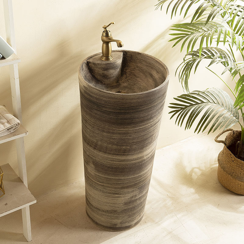 大尺寸立柱盆艺术洗手盆台一体户外水池台盆庭院室外洗手台落地式