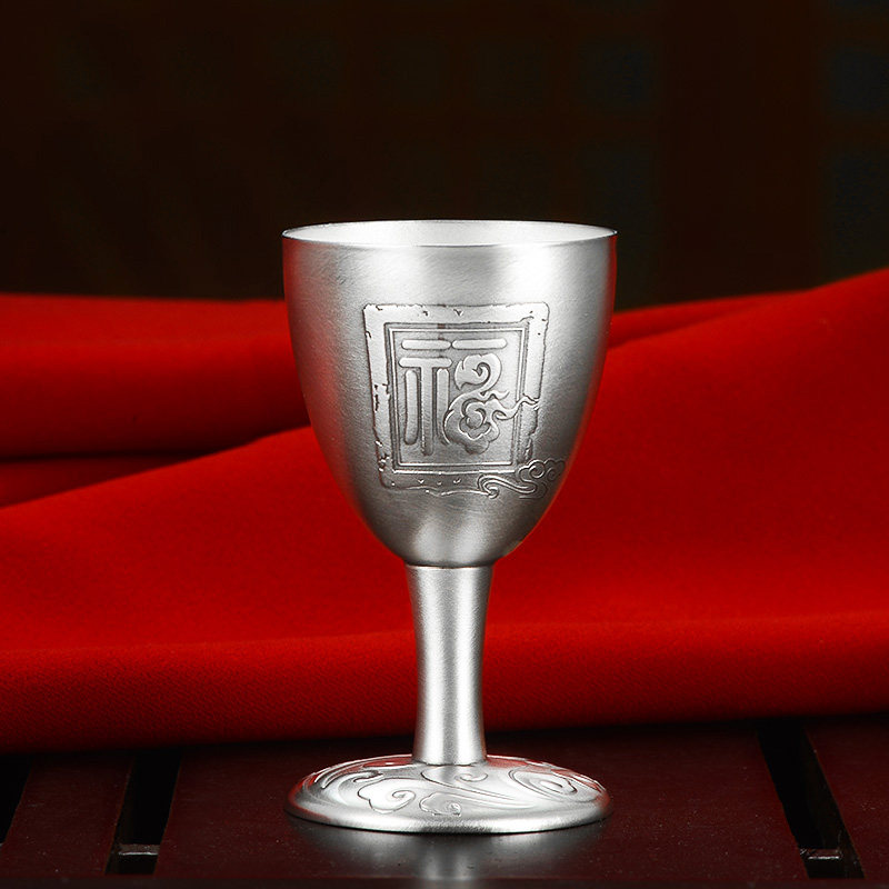 酒杯百年匠器纯银古风家用白酒杯中式酒具高脚酒杯