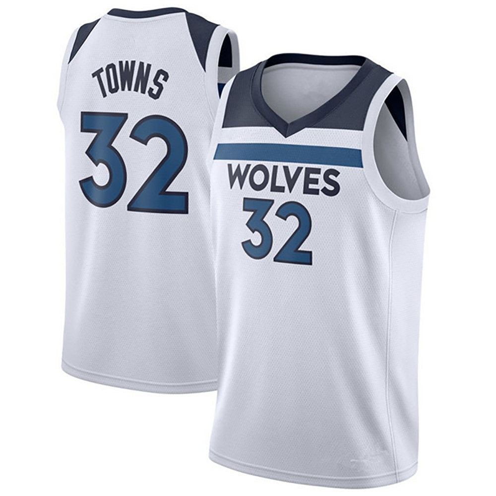 森林狼32号卡尔安东尼唐斯球衣towns城市复古定制篮球服