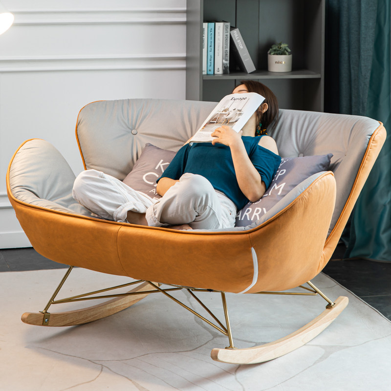 北欧网红双人摇摇摇椅家用大人躺椅轻奢客厅摇椅