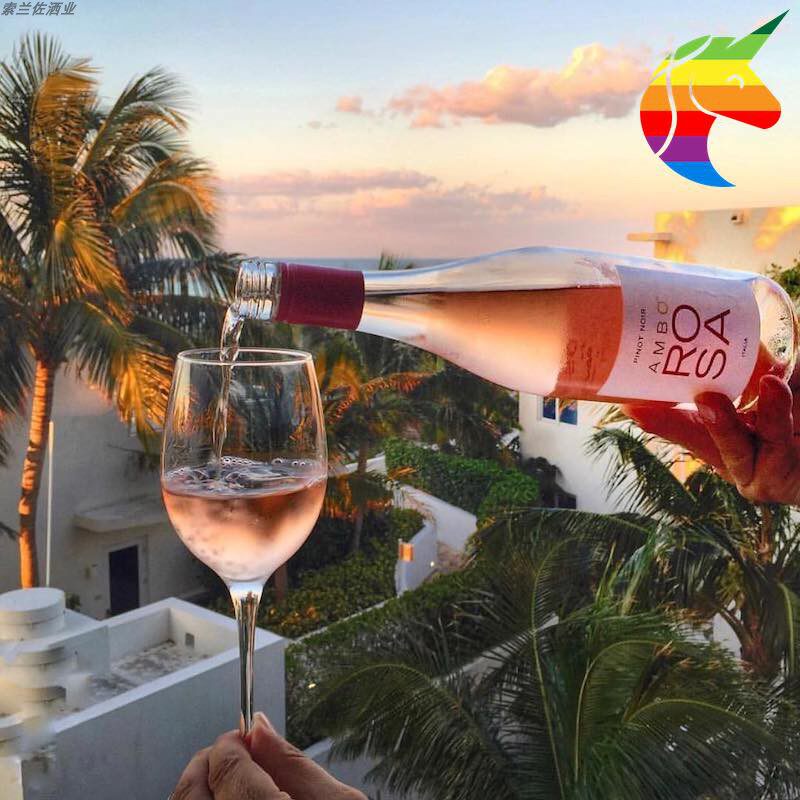 意大利安博黑皮pinotnoir红葡萄酒女士晚安酒原瓶原装进口桃红静态