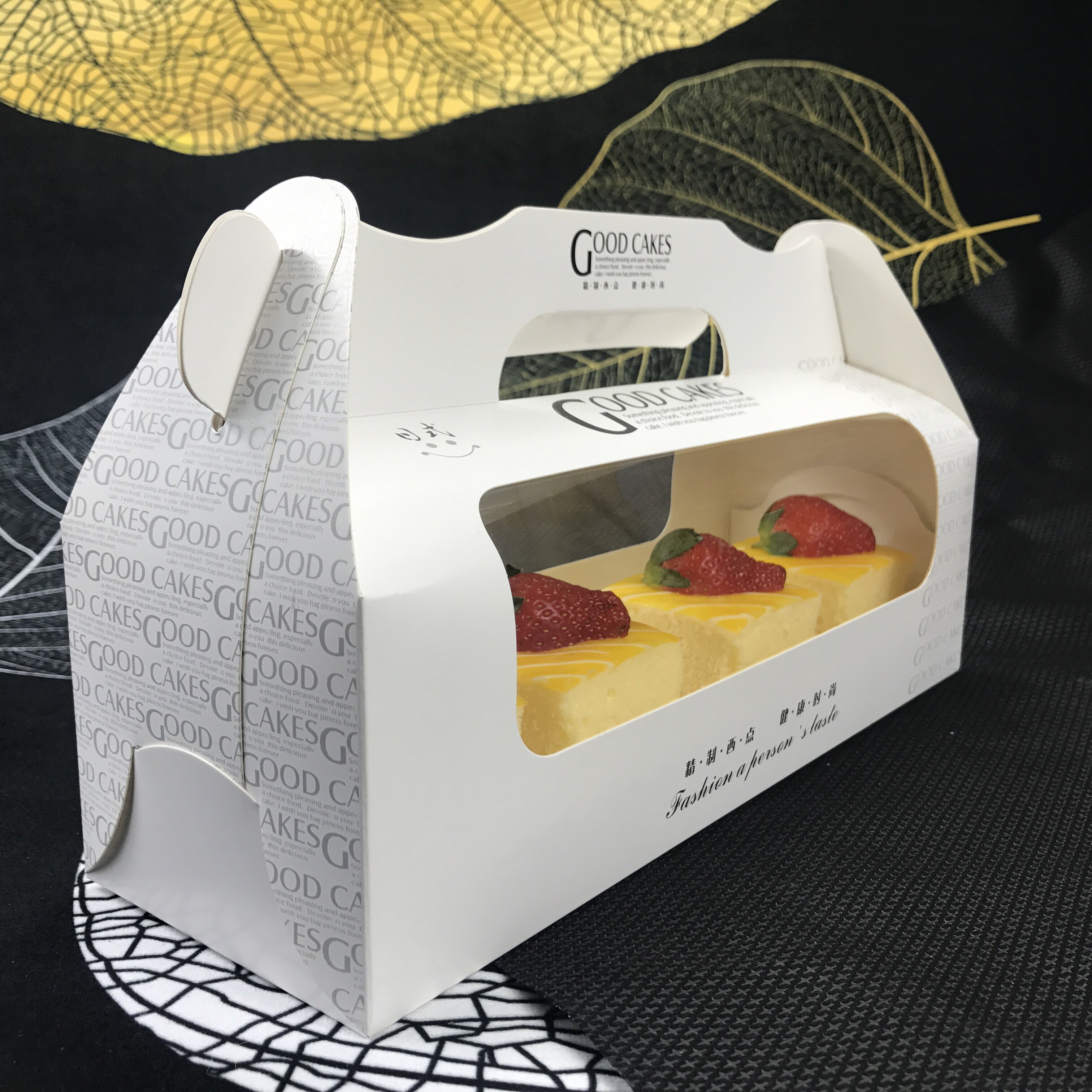 瑞士包装盒抱抱蛋糕饼干牛皮纸盒子长方形手提西点点心包装盒