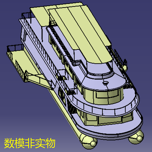 三层双体船游轮3d三维几何数模模型船舶游艇林业机械