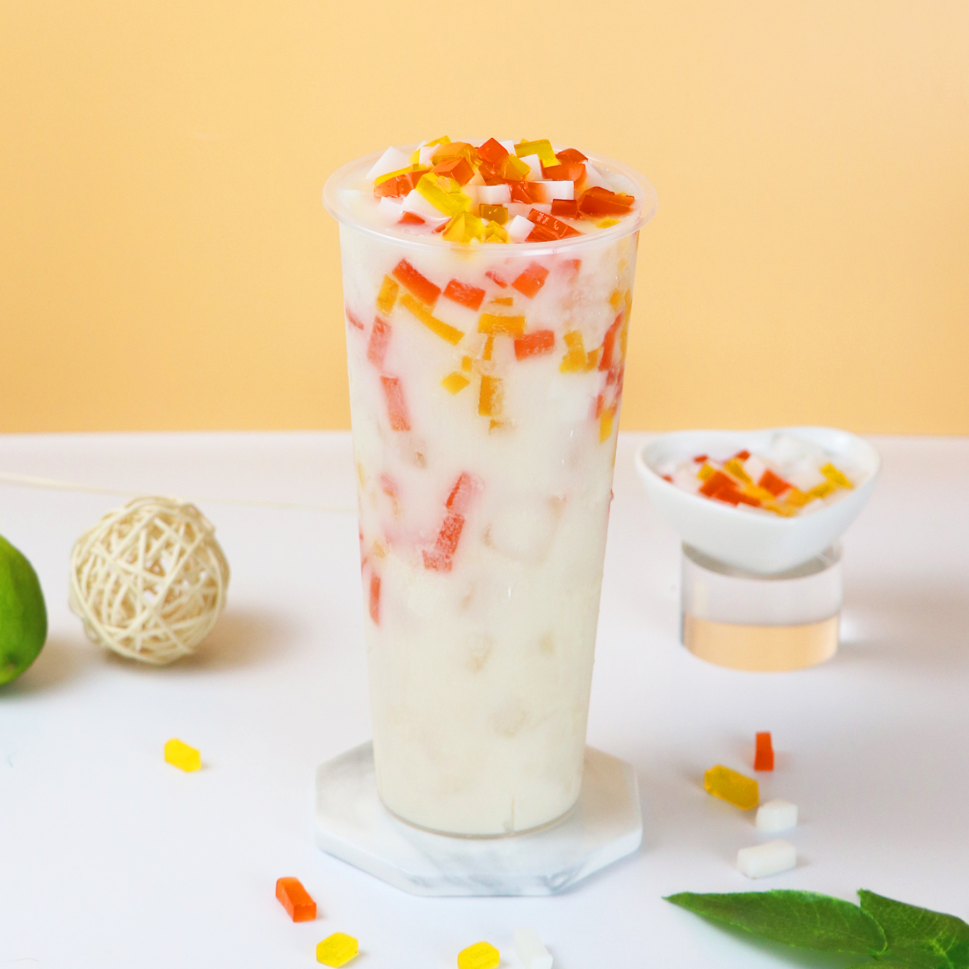 三色魔力水晶果综合蒟蒻果冻水果捞配料彩色椰果奶茶店专用原材料