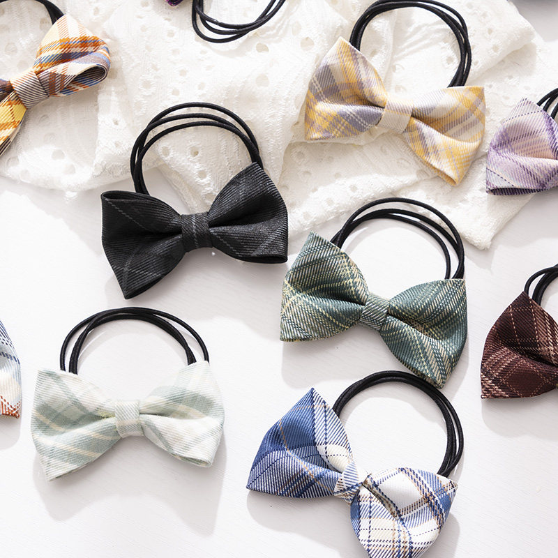 309jk发饰2020年新款50个格子韩版原创设计蝴蝶结皮筋绑头发头绳